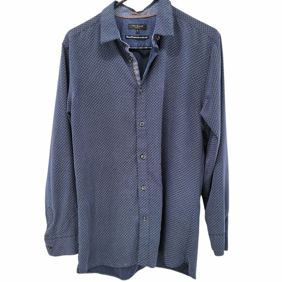 Ted Baker Dress Shirt Mens Size Small Blue Work Career White Lightweight - Picture 1 of 4